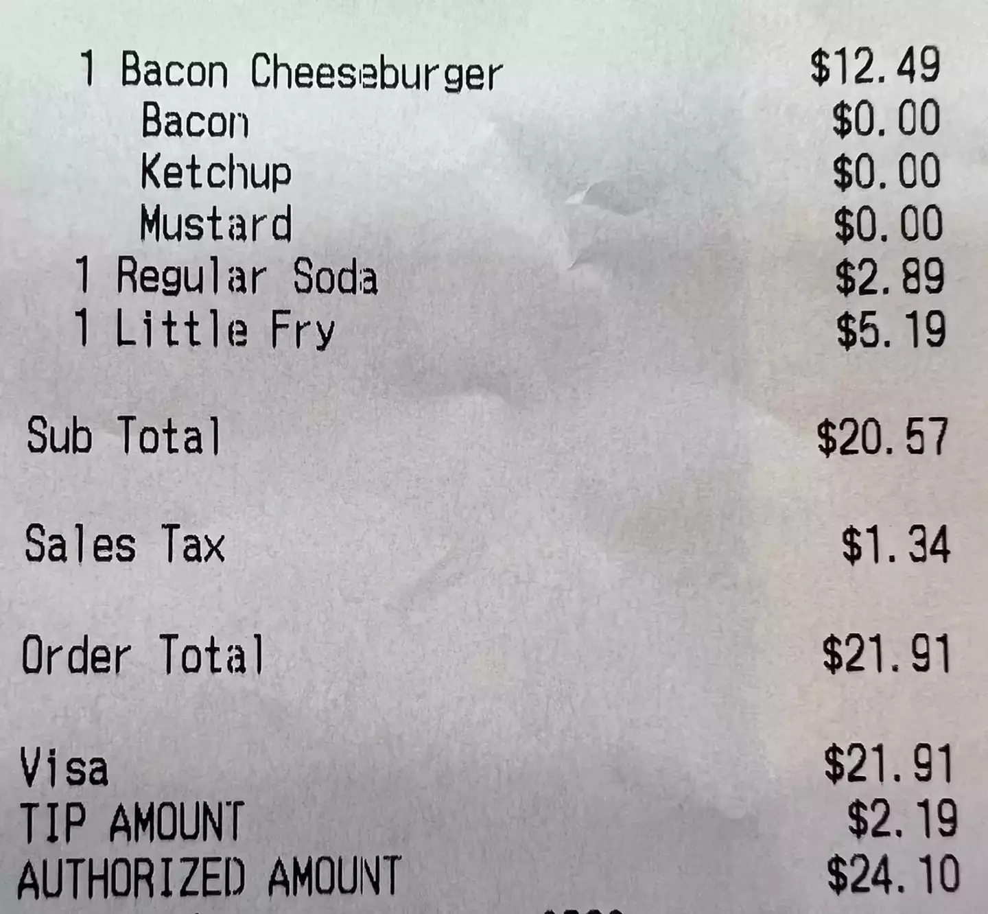 A number of customers have been sharing their receipts