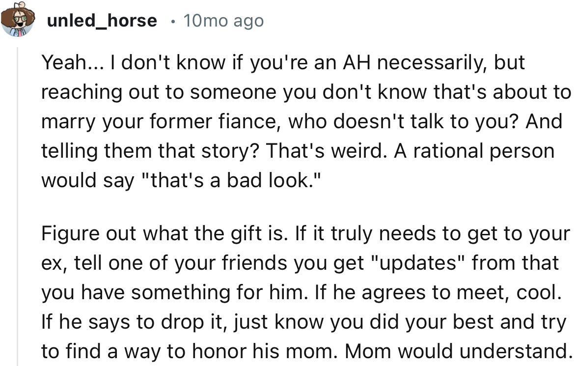 It must have been weird and confusing for Beth to wake up to such a message from her fiancé’s ex.