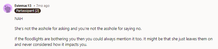 NTA. Does she have a written complaint from the dogs stating how they are bothered by the lights? Lmao, the dogs don't care; they don't even know there is a light on.