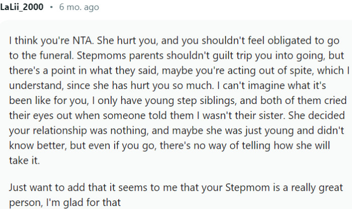 You shouldn't feel obligated to go to the funeral