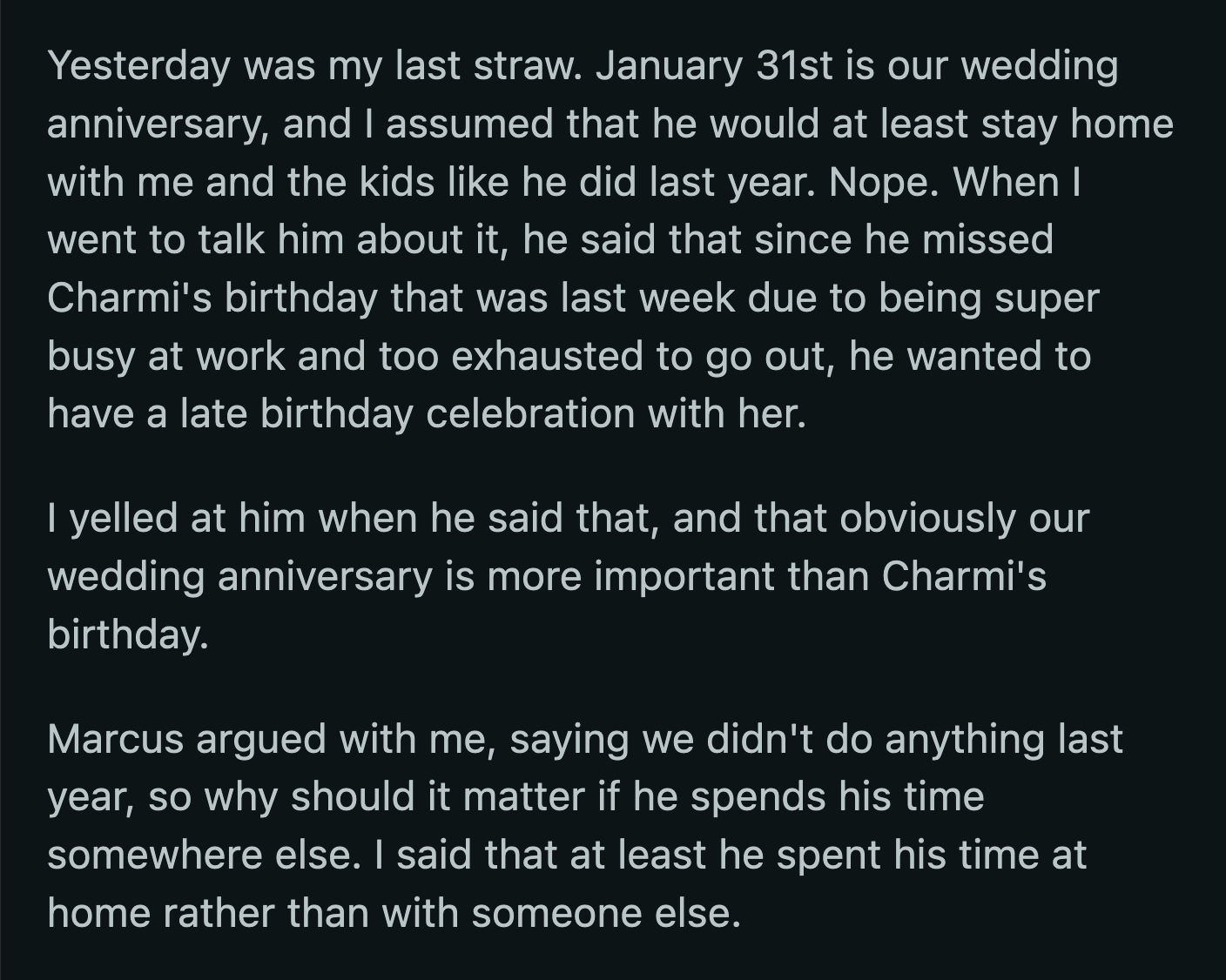 They haven't talked since unless it was about their kids. He goes straight to work to avoid speaking to OP.