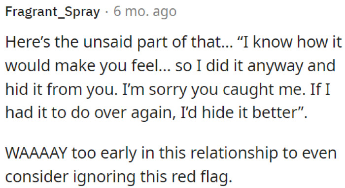 It's a clear red flag, especially early in the relationship.