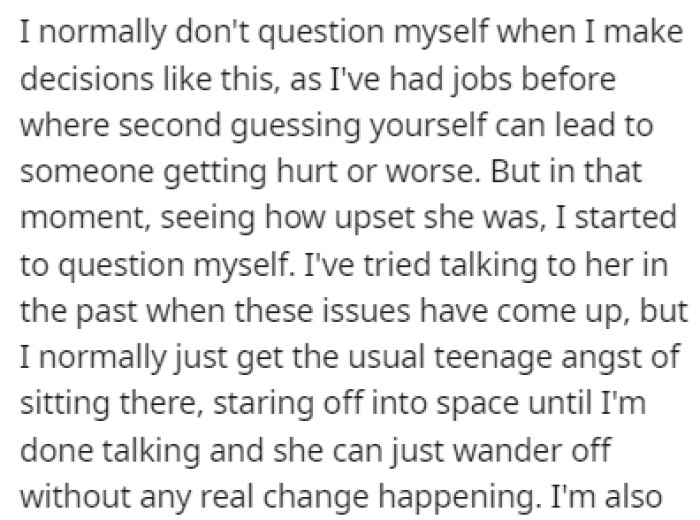 When OP saw how much this upset Clara, they started second-guessing their decision