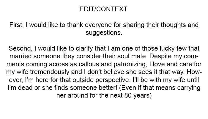 I’ll be with my wife until I’m dead