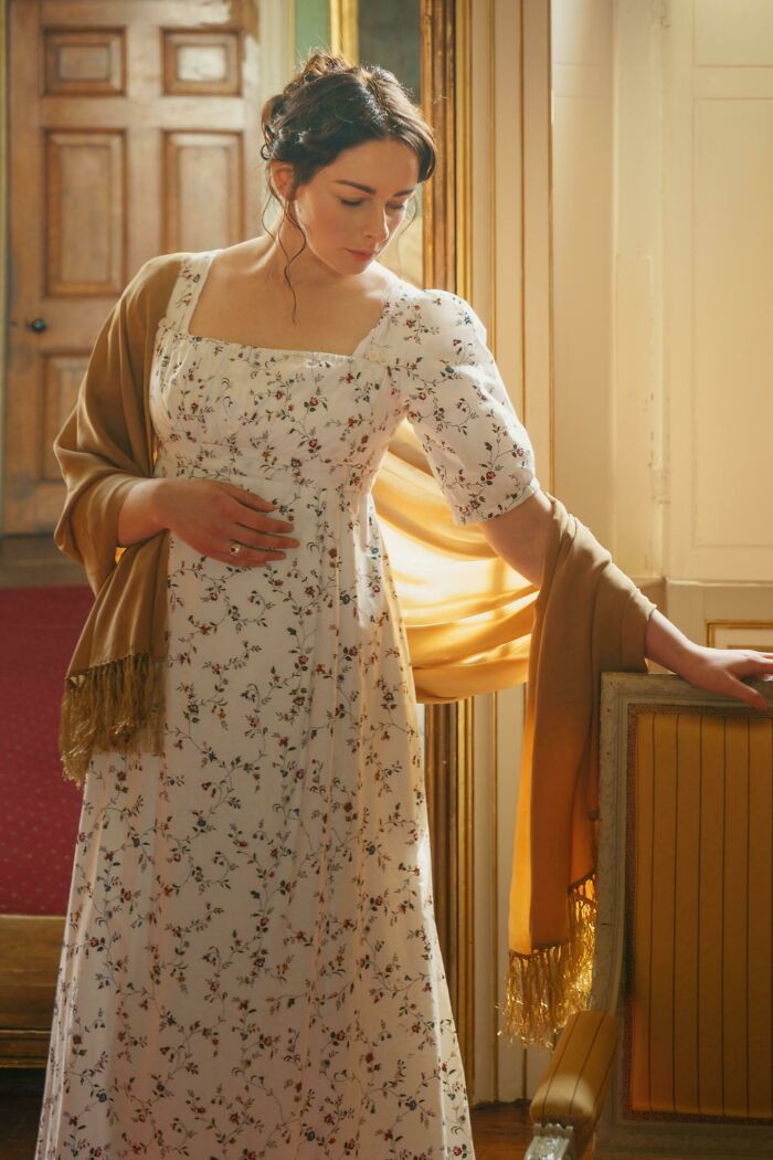 5. A regency gown made from a single duvet cover. It features the perfect 1800s print and is even 100% cotton.