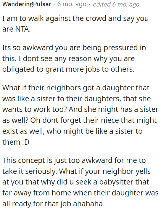 There is no reason why OP is obligated to offer more jobs to others.