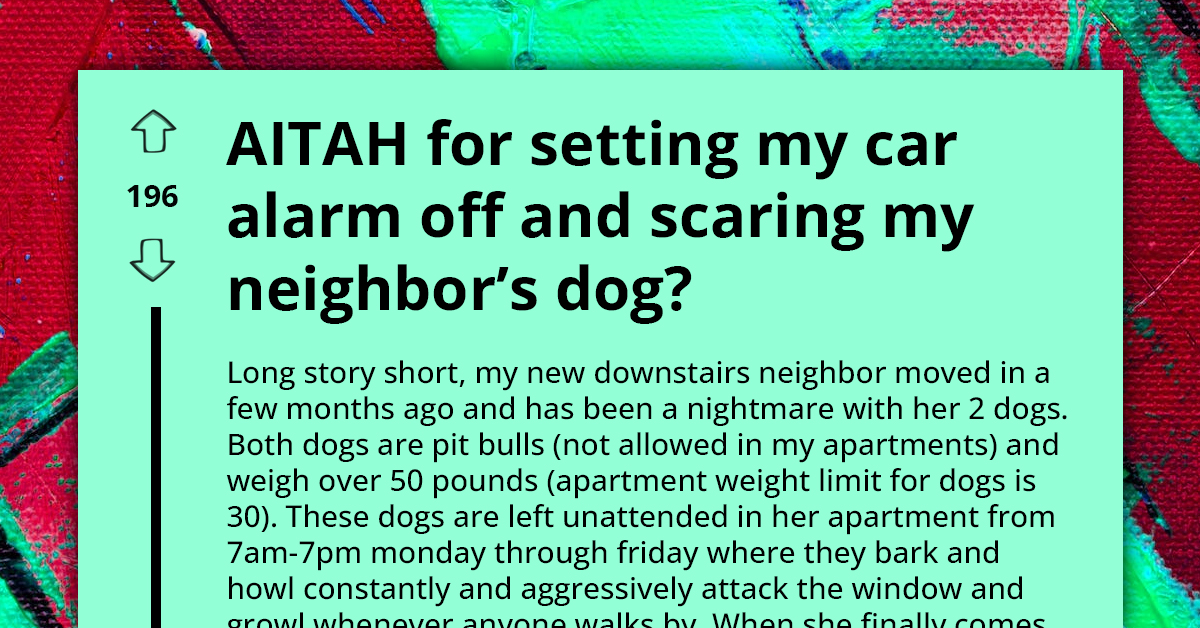 Redditor Slammed By Neighbor After Setting Off Their Car Alarm, Causing The Neighbor's Dog To Run Away