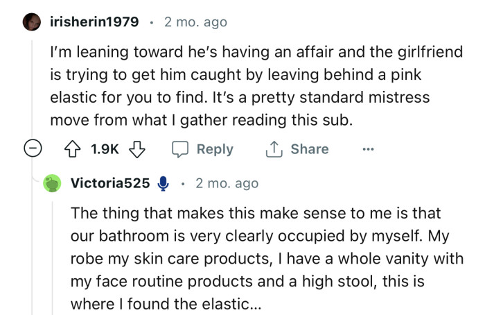 OP’s boyfriend might be having an affair, and the mistress is intentionally leaving evidence to mark her territory.