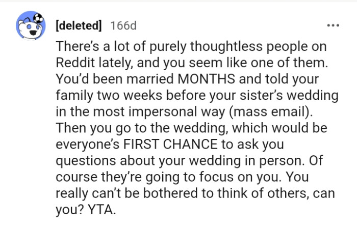 The OP Can't Be Bothered to Think About Others as He Wants the Focus to Be on Him