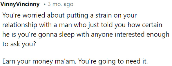 OP must focus on her financial independence; it's essential.