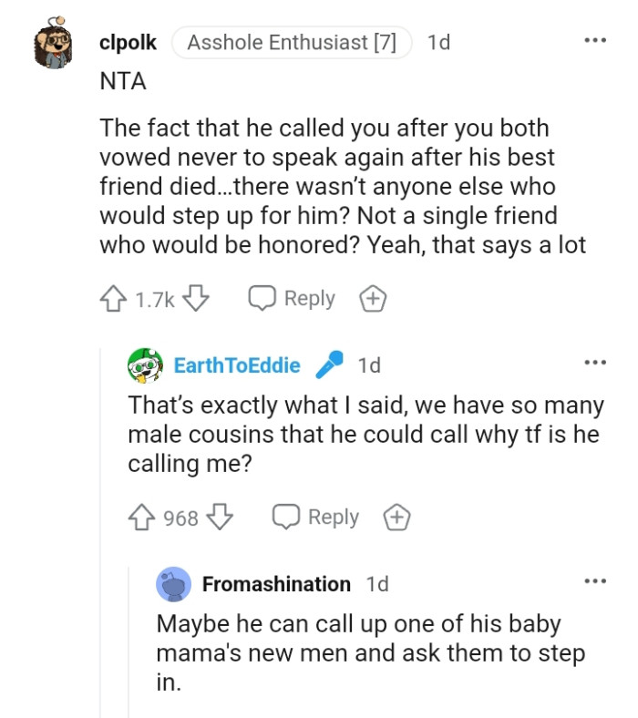 Not a single friend who would be honored?