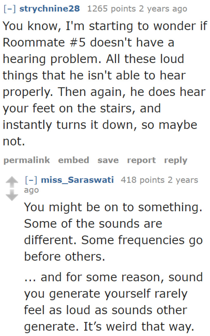 Some Redditors Are Guessing That the Roommate Might Have Hearing Problems.