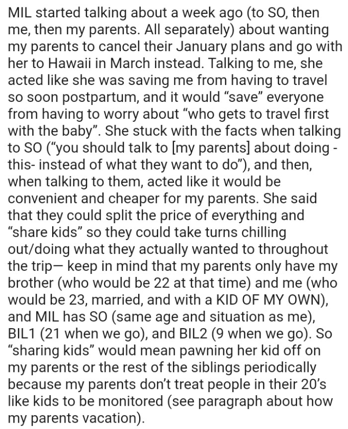 She said that they could split the price of everything and “share kids”