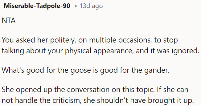 If someone initiates a conversation about a sensitive topic, they should be prepared to receive criticism themselves.
