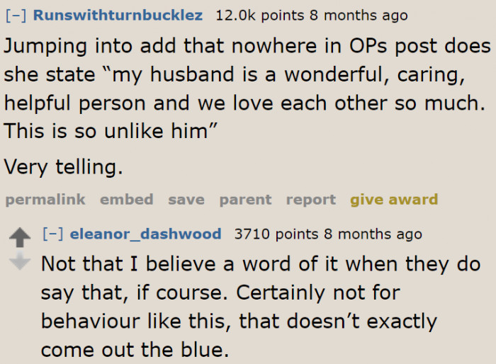 Redditors are looking for reasons why she should divorce her husband.