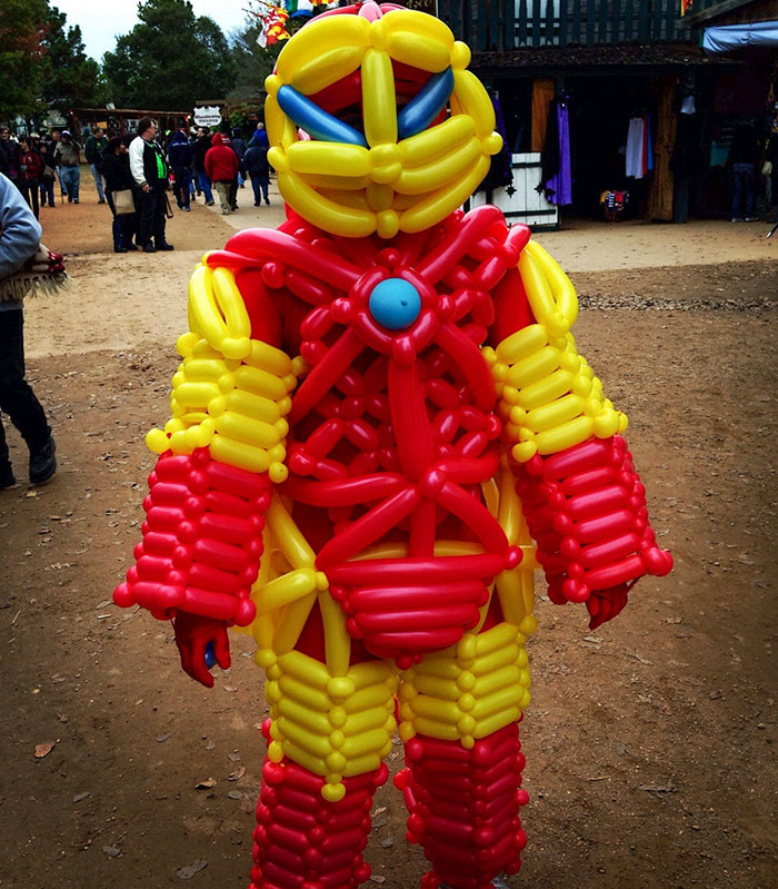 39. He Stood Still For Three Hours To Get His Custom Made Iron Man Costume Made From Balloons
