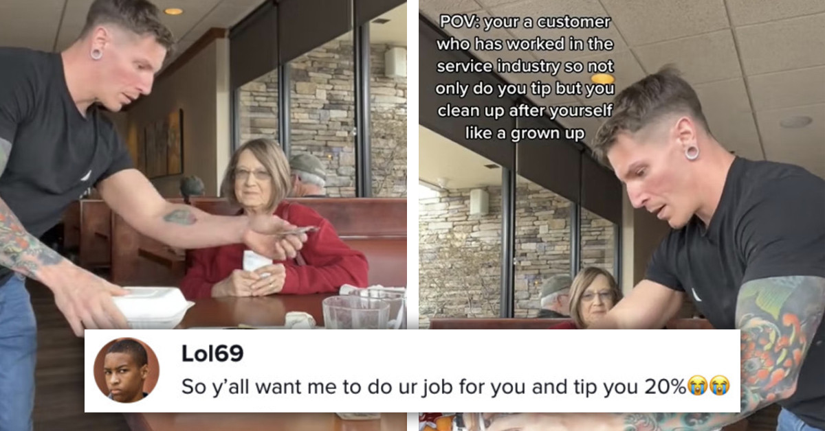 Customer's Table-Cleaning Gesture Sparks Debate On Basic Human Courtesy And The Job Responsibilities Of A Server