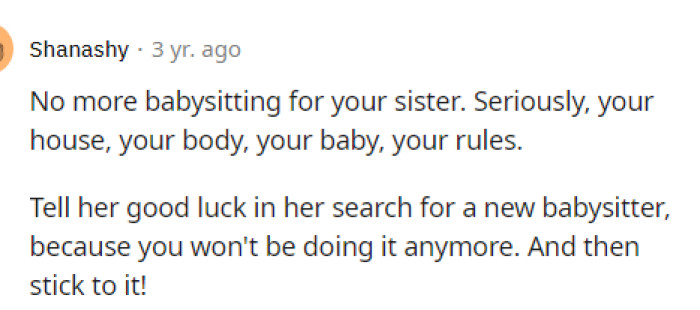 Honestly, we would expect her sister, of all people, to understand the situation regarding the need to breastfeed her daughter.