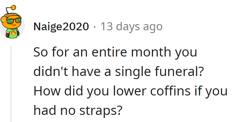 A month strapless, coffins went full levitation mode. Funeral game: magician level.