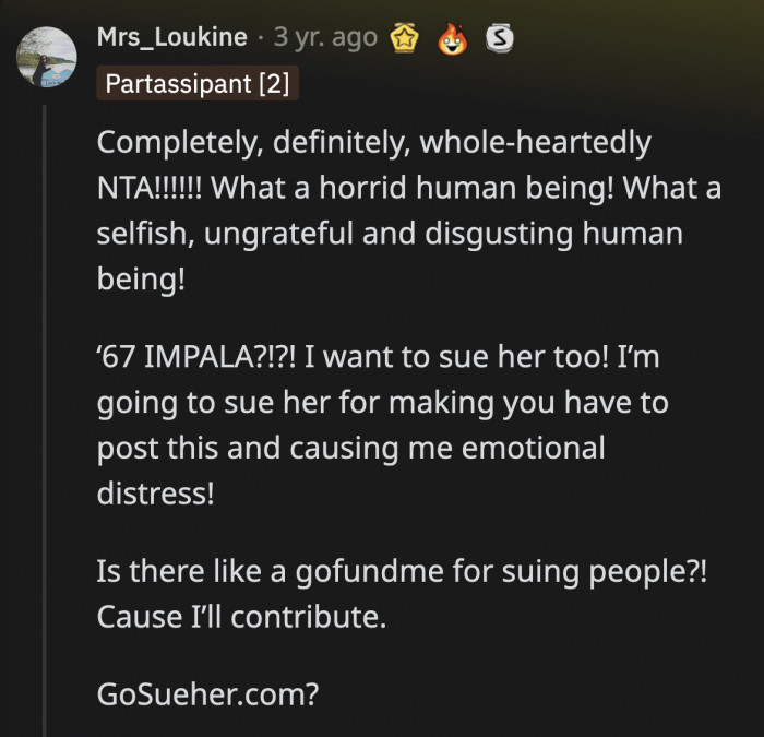 A car enthusiast felt every pinprick of pain that hit OP when he learned his Impala was at a junkyard somewhere