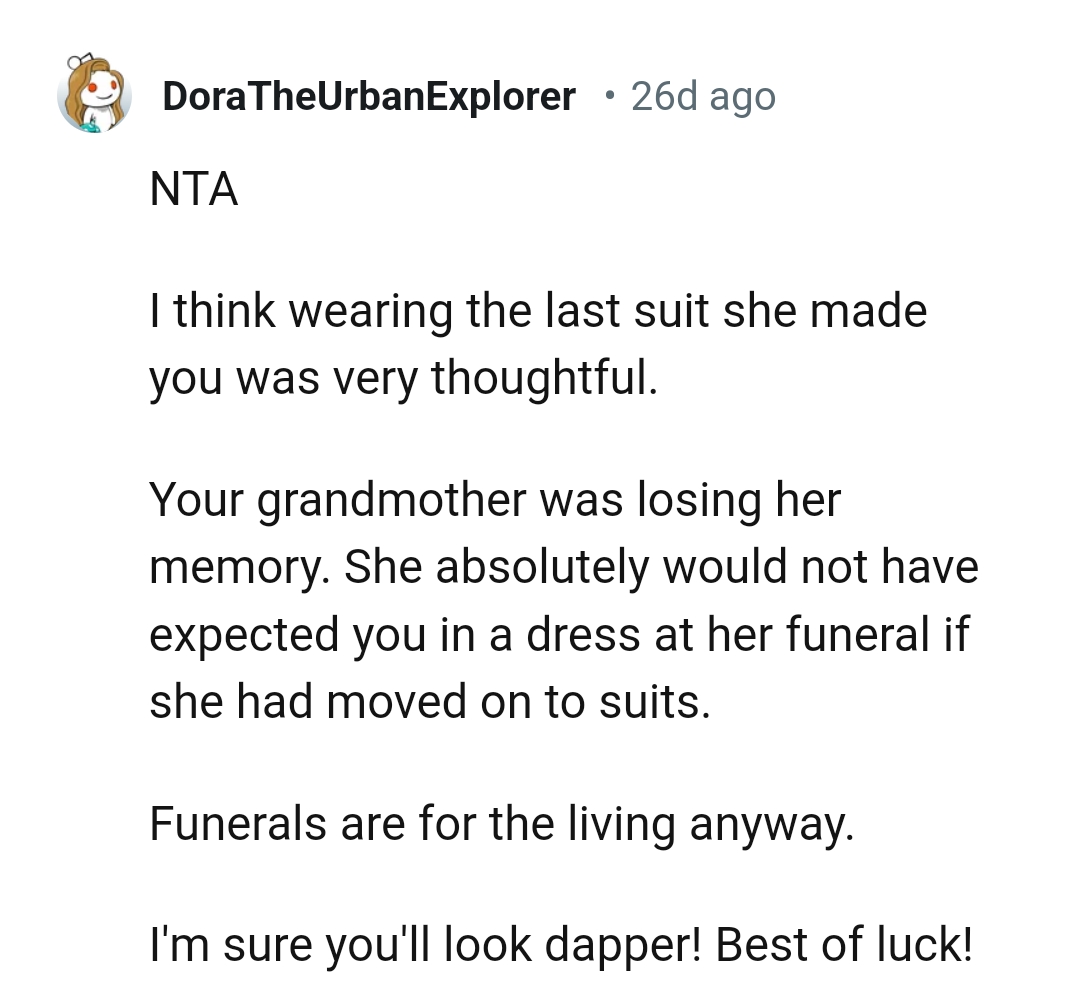 OP's Grandma Would Not Have Expected Him in a Dress