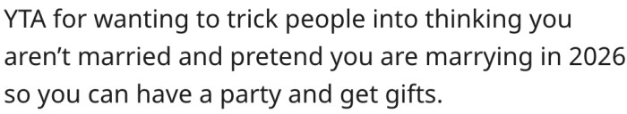 Keeping her marriage a secret until 2026 is dubious.