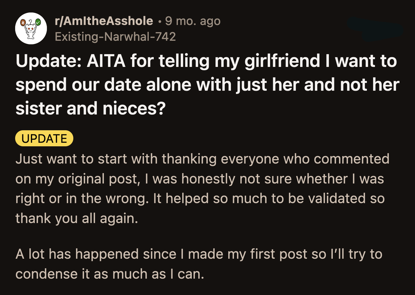 Two weeks later, OP was back with another update.