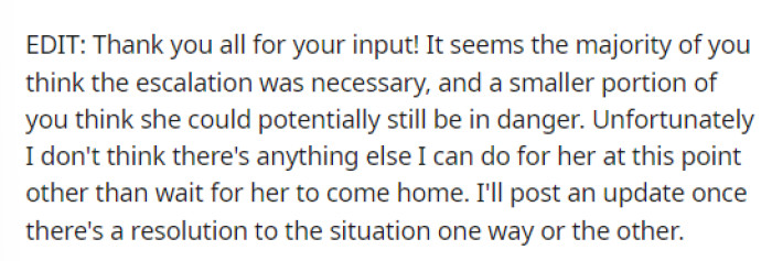 She then added an edit after reading some of the comments left on her post.