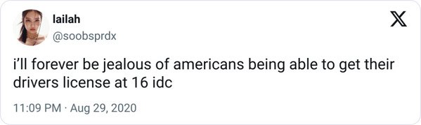 18. Driver's license at 16