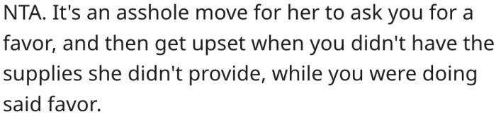 8. His sister-in-law has no right to be upset.