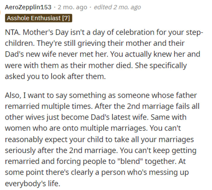 People in the comments quickly came to let her know that she's not in the wrong at all; instead, she's actually being an amazing stepparent.