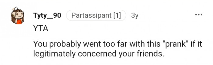 This Redditor believes the OP went too far with the prank