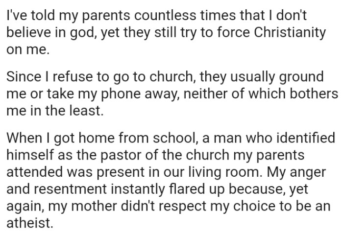 Since the OP refused to go to church, they usually ground them or take their phone away.