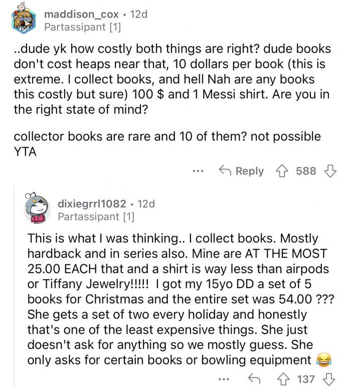 Books are cheap, but jewelry is not.