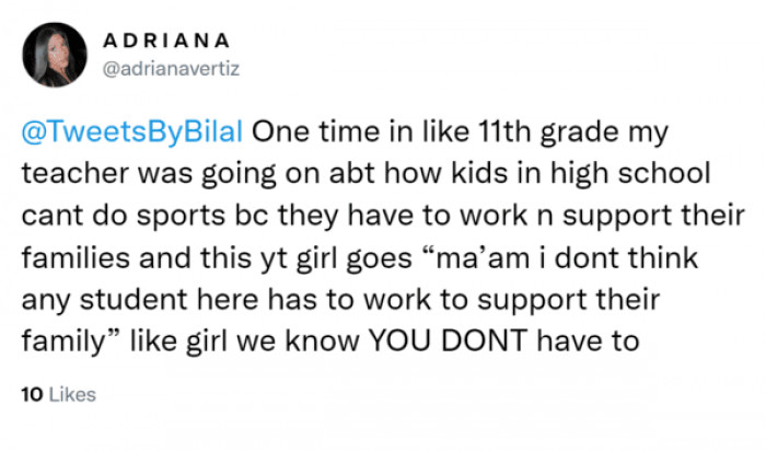 14. That is some rich kid talking right there