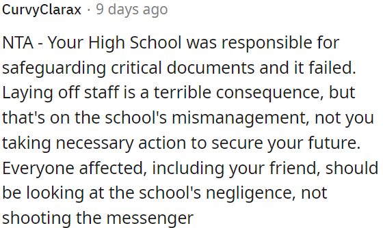 OP shouldn't blame himself for securing his future.