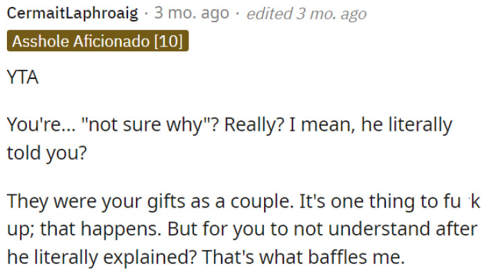 Making a mistake is one thing, but not grasping his explanation is what's surprising.