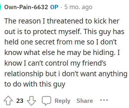 OP gave a little more insight into the story in the comments by answering and responding to people.