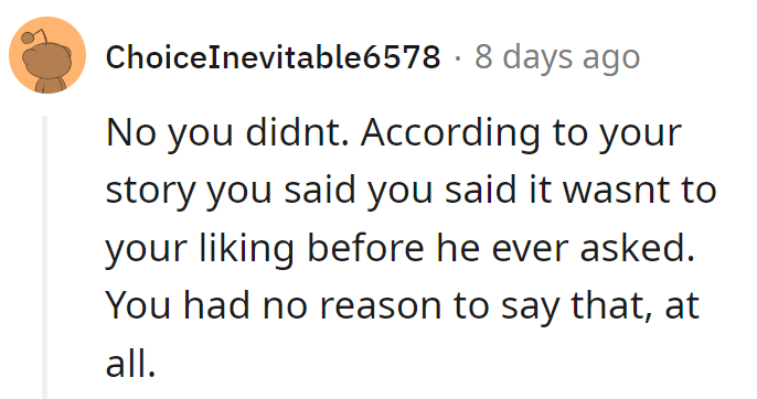 The house critique was unprovoked. Classic case of speaking too soon!