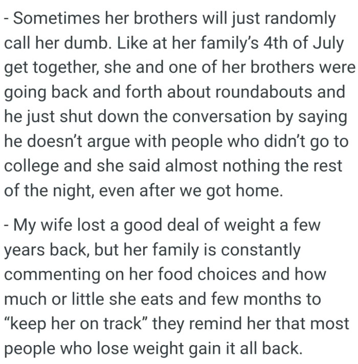 OP's wife and one of her brothers were going back and forth about roundabouts