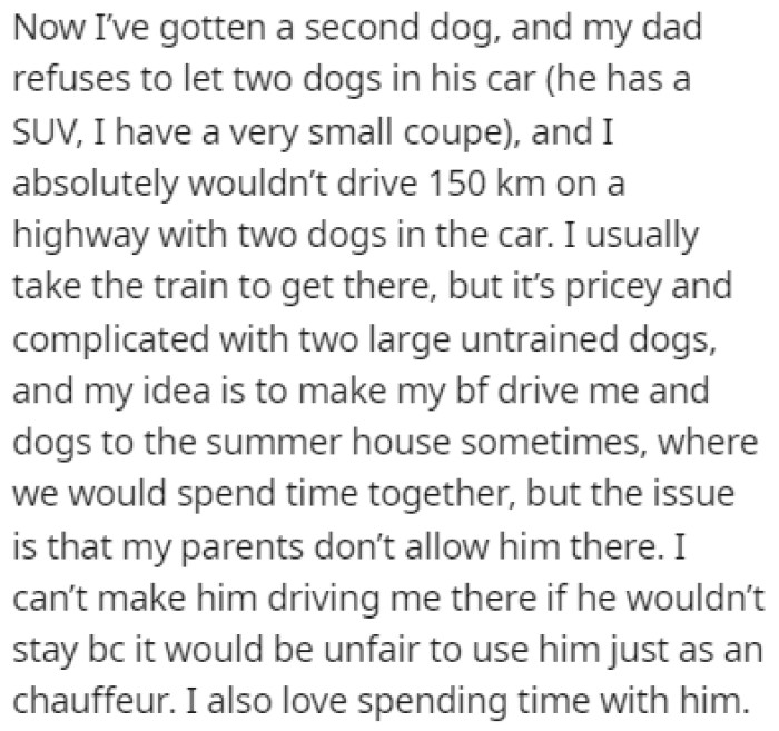 OP's dad owns a summer house but OP's boyfriend isn't allowed there