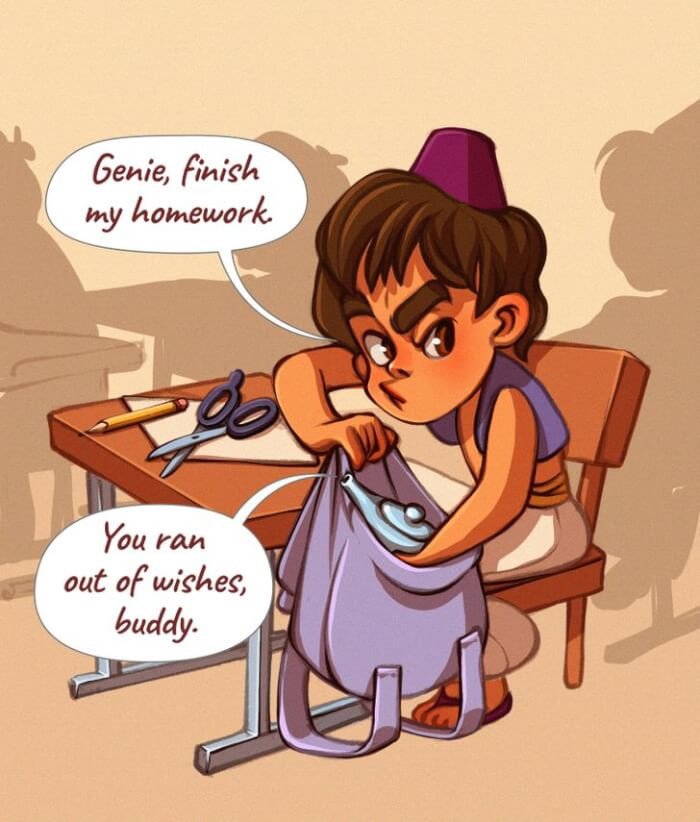 16. Not even Genie’s magic would save Aladdin from a bad grade.