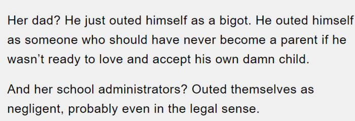 She says that everyone basically outed themselves too for the terrible people they are after reacting the way they did.