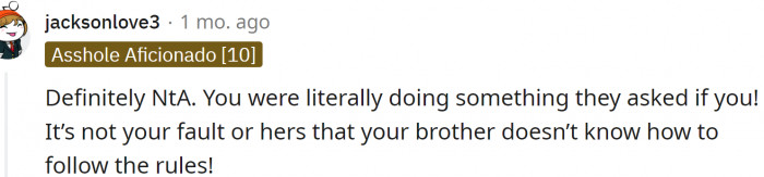 OP just did what she was asked to do.