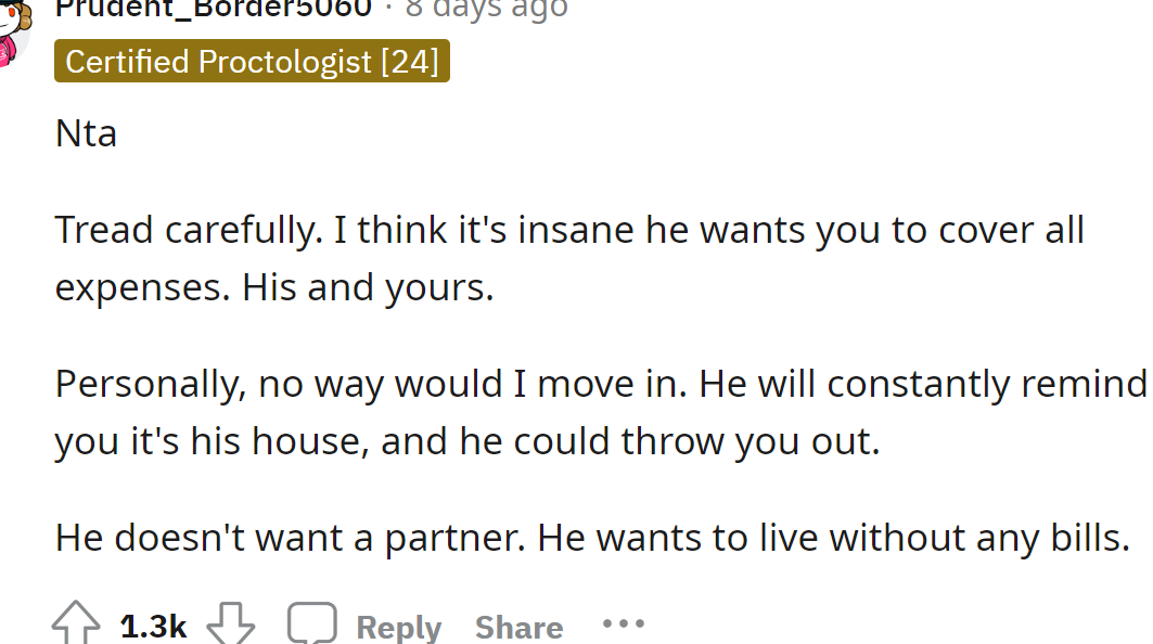 OP should reconsider moving in with him