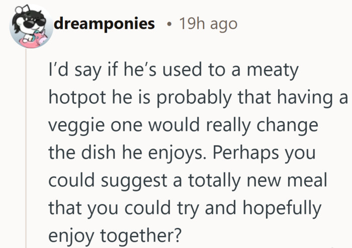 Suggesting a new meal together sounds less like compromise and more like a reset.