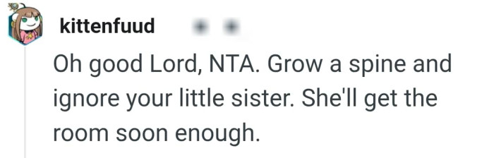 OP should ignore her little sister