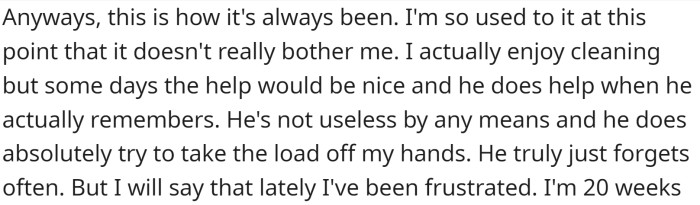 But now OP is pregnant and needs help.