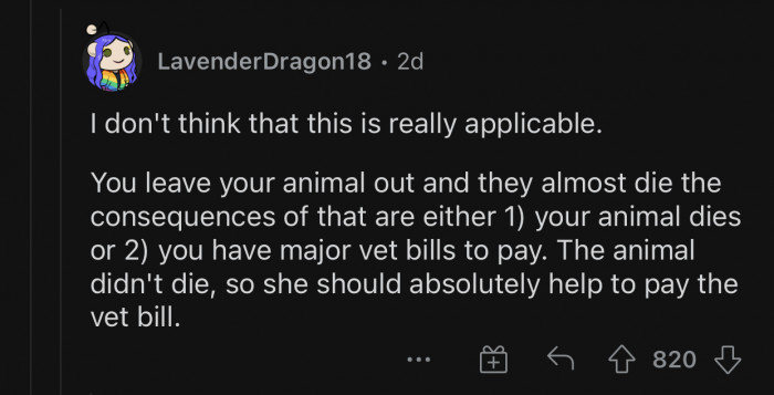 She should help pay the bill.