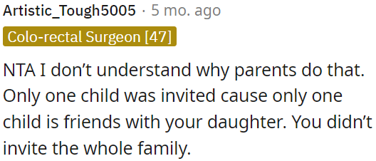 No need to invite the whole family.